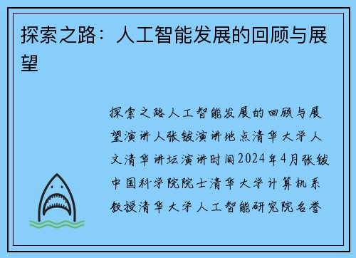 探索之路：人工智能发展的回顾与展望